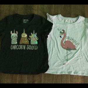 Two glittery sequence girl shirts